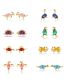 Fashion 6# Metal Diamond Dinosaur Stud Earrings