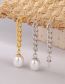 Fashion Silver Color Metal Chain Pearl Tassel Drop Earrings