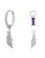 Fashion Silver Color Brass Set With Square Zirconia Feather Earrings