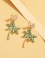 Fashion Green Alloy Diamond Coconut Stud Earrings