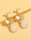 Fashion Gold Color Alloy Drop Oil Inlaid Pearl Spoon Fork Stud Earrings