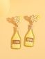 Fashion Green Alloy Drip Oil Diamond Wine Bottle Earrings