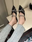 Fashion Black Pu Rhinestone Knotted Pointed Toe Flat Sandals