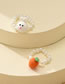 Fashion White Pearl Beaded Bunny Carrot Ring Set
