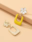 Fashion Yellow Alloy Square Oil Drop Flower Stud Earrings