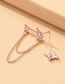 Fashion Rose Gold Color Alloy Diamond Starburst Chain Asymmetric Stud Earrings