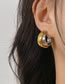 Fashion Gold Titanium Steel Two Tone C Shape Stud Earrings