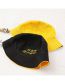 Fashion Serious Lack Of Money [yellow + Black] Cotton Embroidered Reversible Bucket Hat