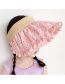 Fashion Beige Cotton Print Lace Big Brim Top Hat