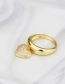 Fashion Gold Color Brass Diamond Heart Ring