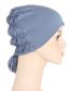 Fashion Denim Blue Solid Modal Tie Elastic Hooded Hat
