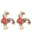 Fashion Gold Color Alloy Diamond Small Cock Stud Earrings