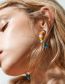 Fashion Mixed Color Geometric Glass Beaded C-shaped Earrings