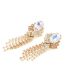 Fashion Champagne Geometric Diamond Claw Chain Tassel Drop Earrings