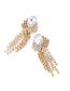 Fashion White Ab Geometric Diamond Claw Chain Tassel Drop Earrings