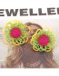 Fashion Yellow-green Glass Crystal Beaded Braided Flower Stud Earrings