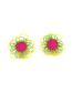 Fashion Yellow-green Glass Crystal Beaded Braided Flower Stud Earrings