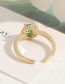 Fashion Green Copper Gold Plated Geometric Open Ring
