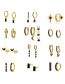 Fashion 28# Brass Inset Zircon Moon Earrings