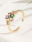 Fashion Gold Bronze Zirconium Floral Ring