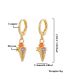 Fashion Gold Copper Gold Plated Diamond Ice Cream Stud Earrings