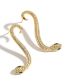 Fashion Gold Brass Diamond Snake Stud Earrings