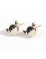 Fashion Black And White Copper Drip Oil Girl Earrings