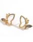 Fashion Gold Color Copper Diamond Butterfly Stud Earrings