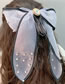 Fashion Purple Bow Long Ribbon Organza Bow Hair Clip With Diamonds