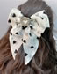 Fashion Love Heart On Black Fabric Print Diamond Heart Buckle Bow Hair Clip