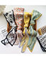 Fashion 13 Folds Simplify Three Rows Of Green Geometric Print Pleated Long Silk Scarf