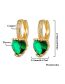 Fashion Green Brass Gold Plated Heart Zirconia Earrings