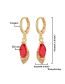Fashion Red Brass Inset Zirconium Geometric Earrings