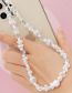 Fashion White Shaped Faux Pearl Faceted Crystal Beaded Phone Bracelet