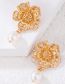 Fashion Gold Color Alloy Flower Pearl Stud Earrings