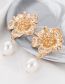 Fashion Gold Color Alloy Flower Pearl Stud Earrings