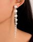 Fashion Silver Color Alloy Diamond Pearl Chain Beaded Drop Earrings