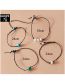 Fashion Black Alloy Pearl Turquoise Braided Rope Anklet Set