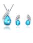 Fashion Gold Blue Necklace + Stud Earrings Alloy Inlaid Pear Stud Earrings Necklace Set