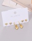 Fashion Gold Alloy Diamond Heart Stud Earrings 6 Piece Set