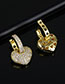 Fashion Real Gold Color Retention Brass Diamond Heart Earrings