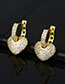 Fashion Real Gold Color Retention Brass Diamond Heart Earrings