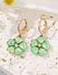 Fashion Green Alloy Inset Zirconium Flower Earrings