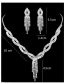 Fashion Silver Geometric Diamond Tassel Necklace And Earrings Set