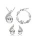 Fashion White Alloy Geometric Diamond Bracelet Stud Necklace Set