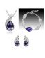 Fashion Light Purple Alloy Geometric Diamond Bracelet Stud Necklace Set