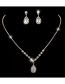 Fashion 463 Gold Necklace Stud Earrings Geometric Diamond Stud Necklace Set