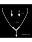 Fashion Silver Geometric Diamond Stud Necklace Set