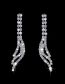 Fashion Silver Geometric Diamond Tassel Drop Earrings Necklace Set