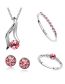 Fashion 3# Alloy Diamond Geometric Stud Earrings Ring Bracelet Necklace Set